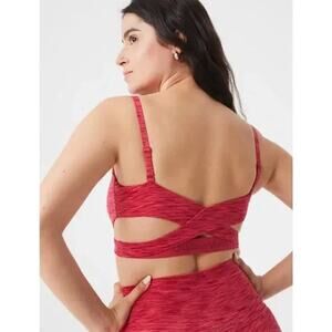 Outdoor Voices Flow Bra Rose Garden Cut Out Red Pink NWT